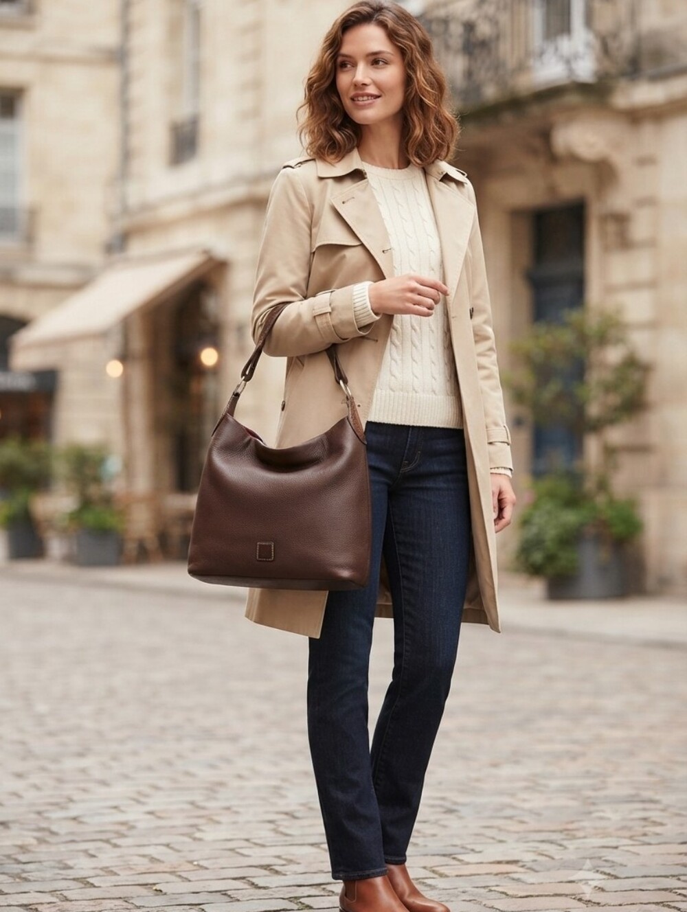 Dooney & Bourke Florentine leatherhobo tan brown leather w gold-tone hardware - Picture 9 of 9
